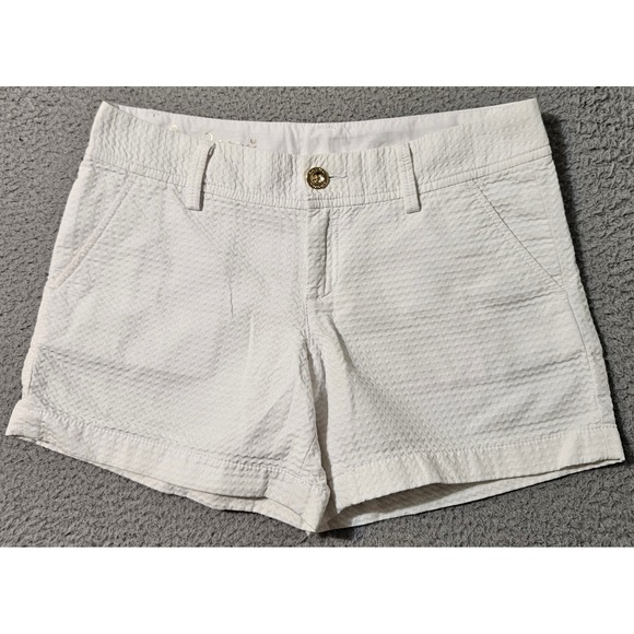 Lilly Pulitzer Callahan 5" Shorts Women's Size 4 White Textured Preppy - Picture 1 of 9